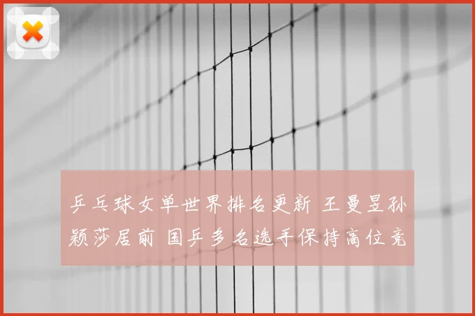 乒乓球女单世界排名更新 王曼昱孙颖莎居前 国乒多名选手保持高位竞争